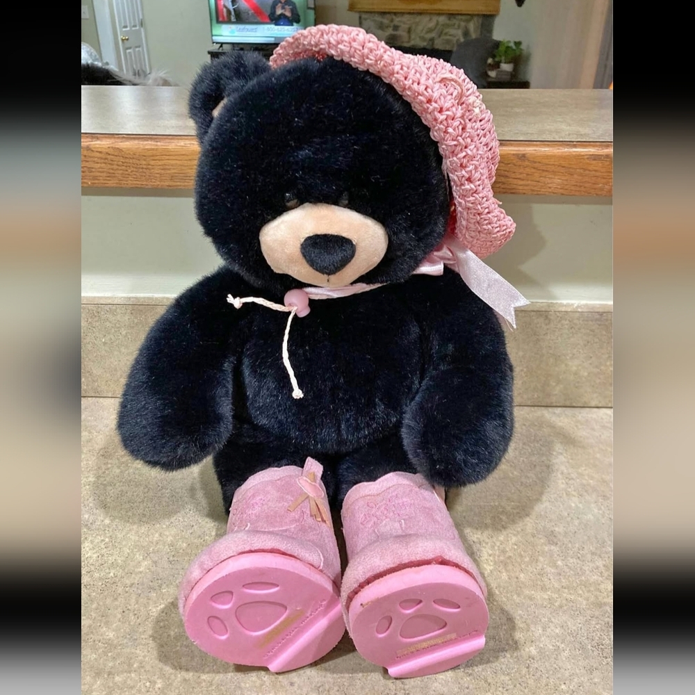 Retired Build-A-Bear With Pink Boots And Crocheted Hat